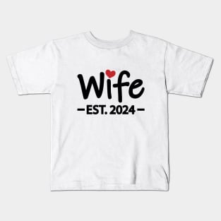 Wife EST. 2024 typographic logo design Kids T-Shirt